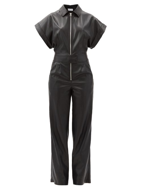 Stand Studio – Waverly Zipped Faux-leather Jumpsuit Black