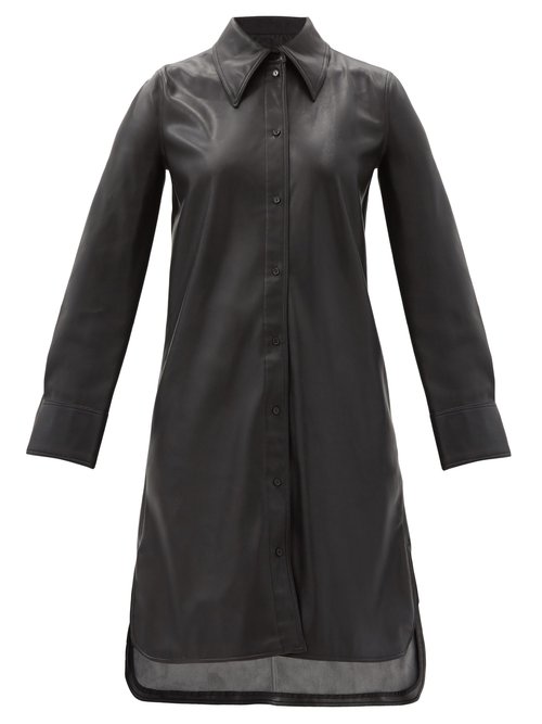 Stand Studio - Remi Faux-leather Shirt Dress Black