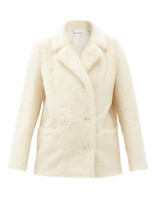 Stand Studio – Annabelle Double-breasted Faux-fur Jacket Ivory