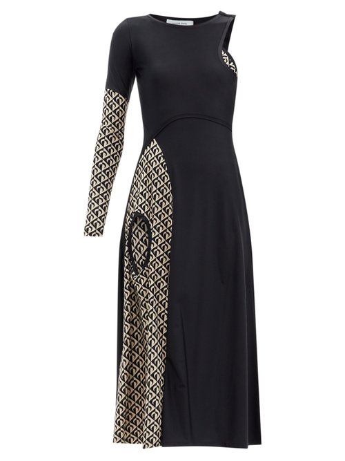 Marine Serre - Moon Lozenge-print Jersey Dress Black Print