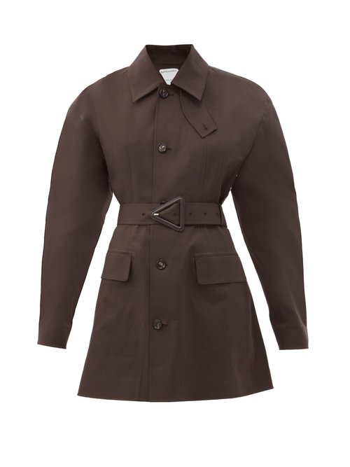 Bottega Veneta - Round-shoulder Cotton-blend Coat Dark Brown