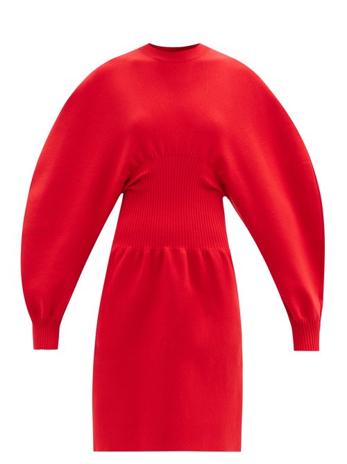 Bottega Veneta - Round-shoulder Wool-blend Knitted Dress Red