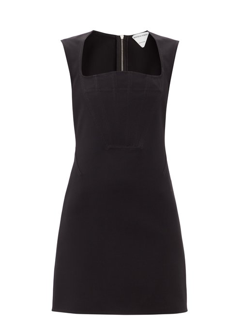 Bottega Veneta - Square-neck Crepe Mini Dress Black