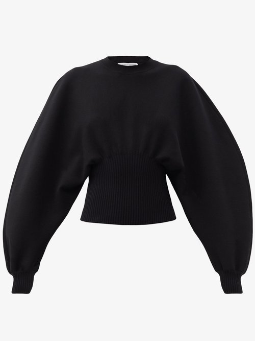 Bottega Veneta - Gathered-waist Wool-blend Sweater Black