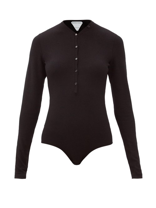 Bottega Veneta - Adjustable V-neck Cashmere Bodysuit Black