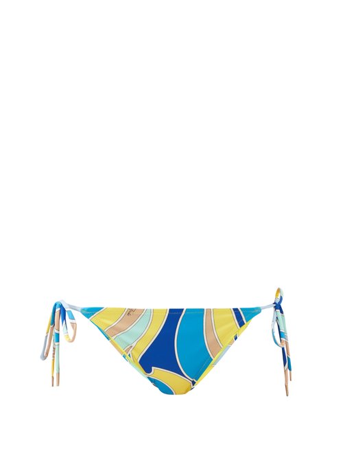 Emilio Pucci - Side-tie Quirimbas-print Bikini Briefs Blue Multi Beachwear