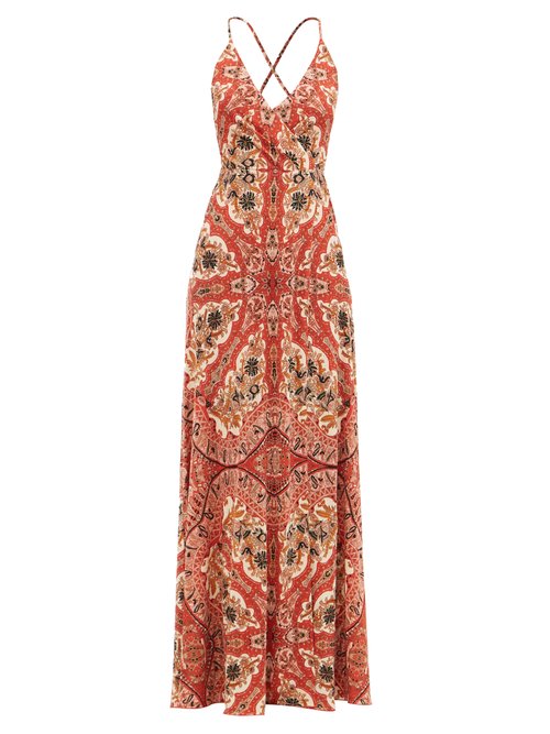 Etro Skiathos Paisley-print Jersey Midi Dress In Red Multi | ModeSens