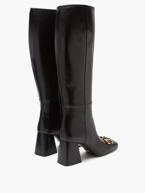 GUCCI Silver Black Suede Leather Made in Italy Horsebit Knee High Boots –  ReturnStyle
