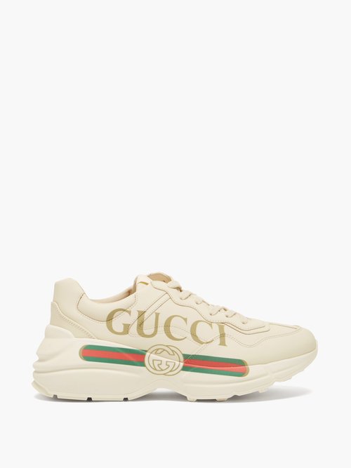 Gucci - Rhyton Logo-print Leather Trainers White Multi