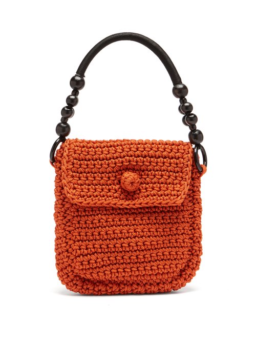 Gabriel For Sach - Zuroncito Wooden-handle Knitted Shoulder Bag - Womens - Dark Orange