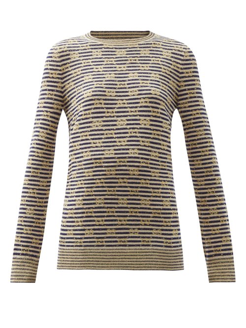 Gucci - GG-jacquard Striped Sweater Ivory Multi