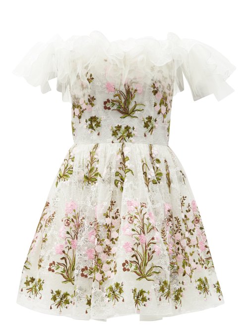 Giambattista Valli - Off-the-shoulder Floral-tulle Mini Dress White Multi
