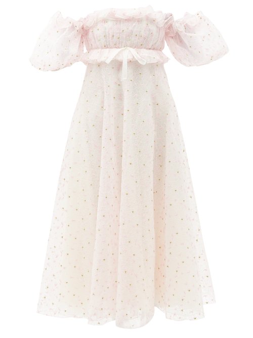 Giambattista Valli - Off-the-shoulder Floral-embroidered Tulle Gown Light Pink
