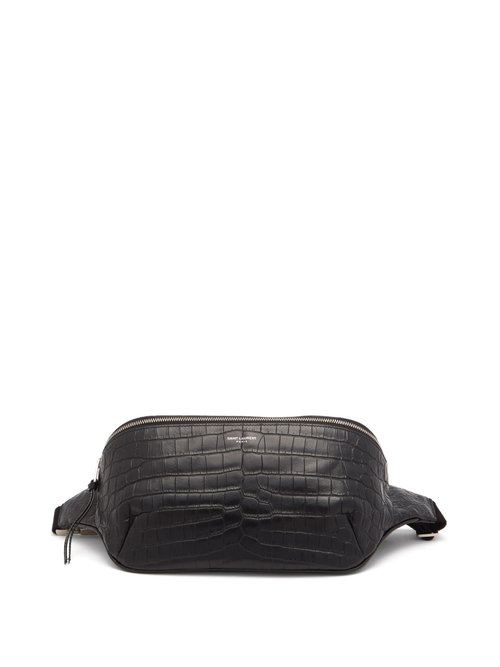 Saint Laurent - Crocodile-effect Leather Belt Bag - Mens - Black