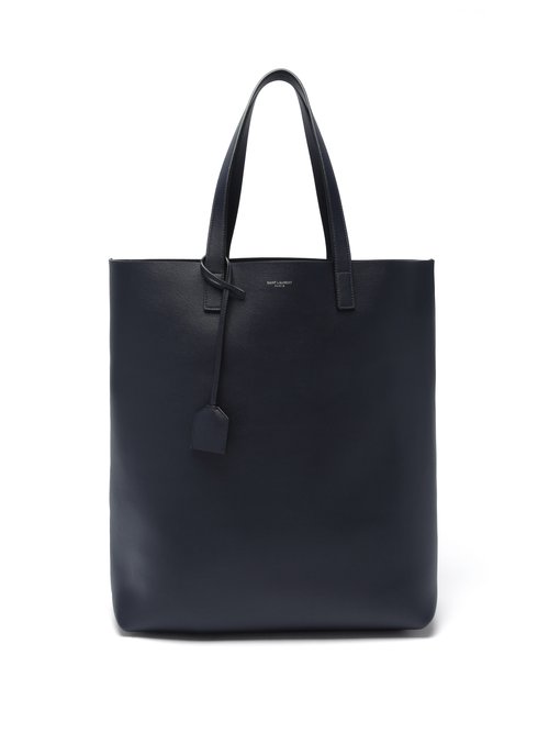 Saint Laurent - Logo-embossed Leather Tote Bag - Mens - Dark Grey