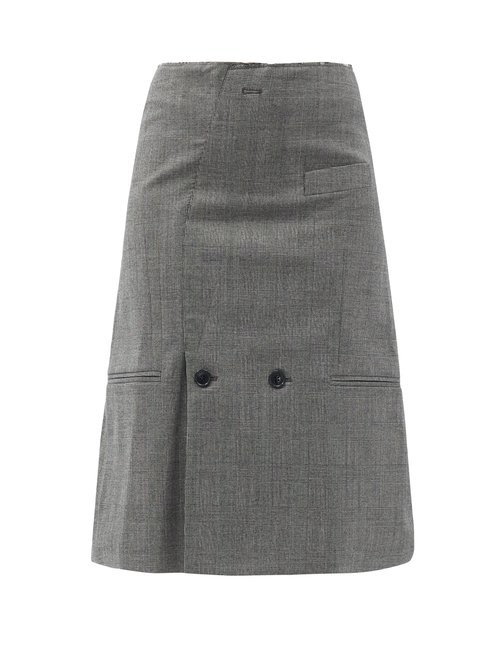 Check Wool-blend Midi Skirt
