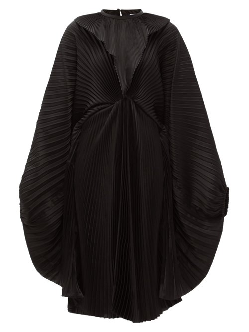 Vetements - Dolman-sleeve Pleated Satin Dress Black