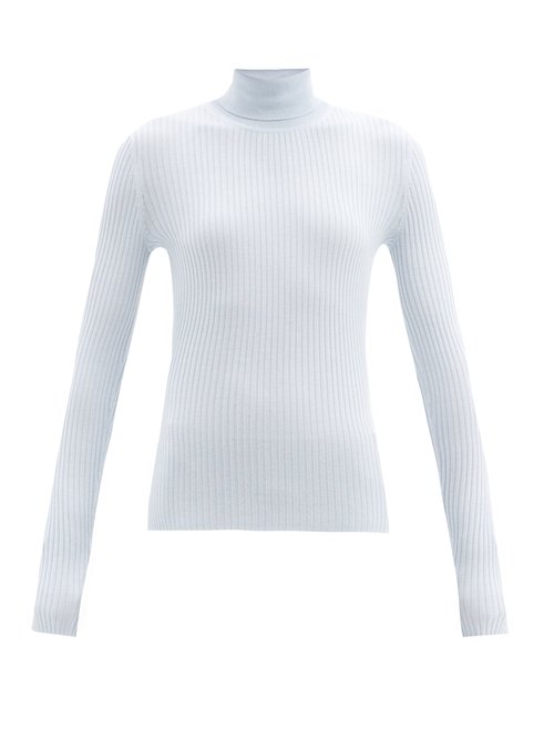 Buy Gabriela Hearst - Peppe Roll-neck Ribbed Cashmere-blend Sweater Blue online - shop best Gabriela Hearst 