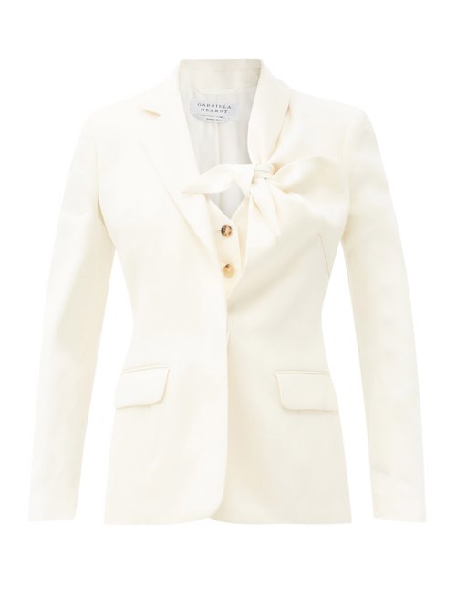 Gabriela Hearst - Oslo Knotted-lapel Linen Suit Jacket Ivory