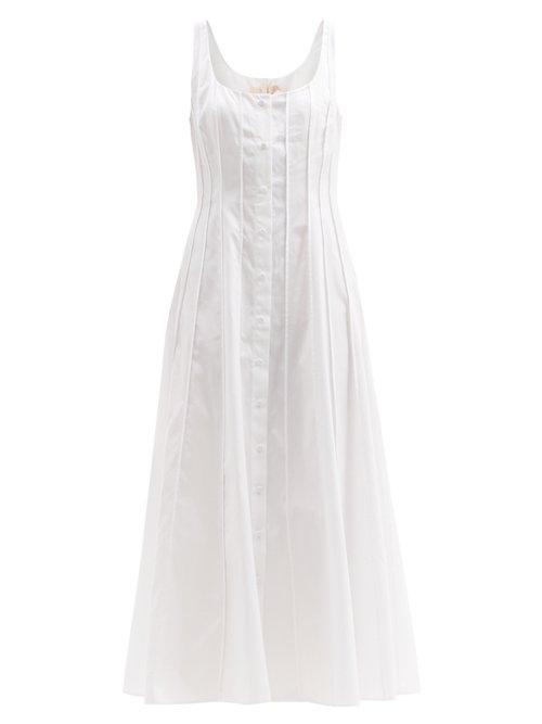 Brock Collection – Sara Pleated Cotton-poplin Midi Dress White