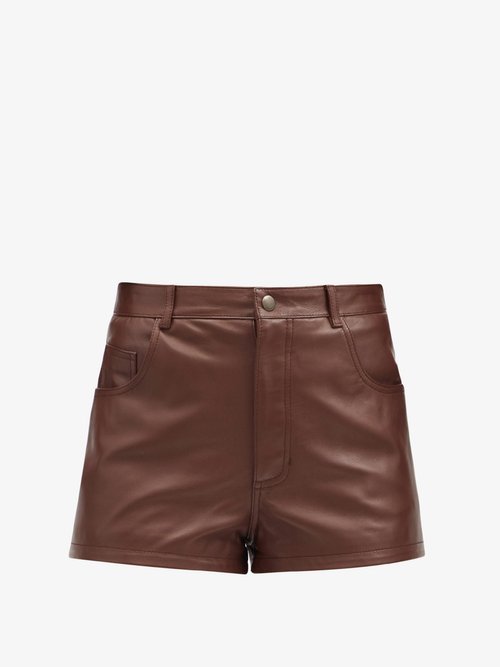 Saint Laurent High-rise Leather Shorts
