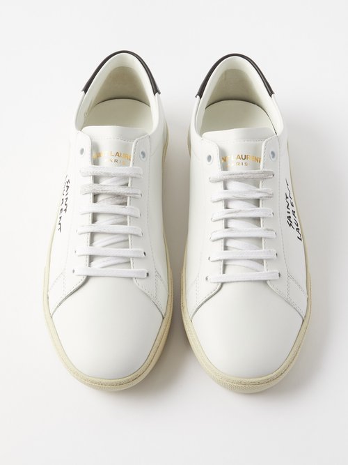 SAINT LAURENT COURT LOGO-EMBROIDERED LEATHER TRAINERS 1398031