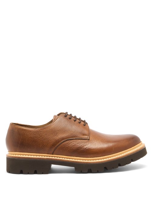Grenson - Curt Leather Derby Shoes - Mens - Walnut
