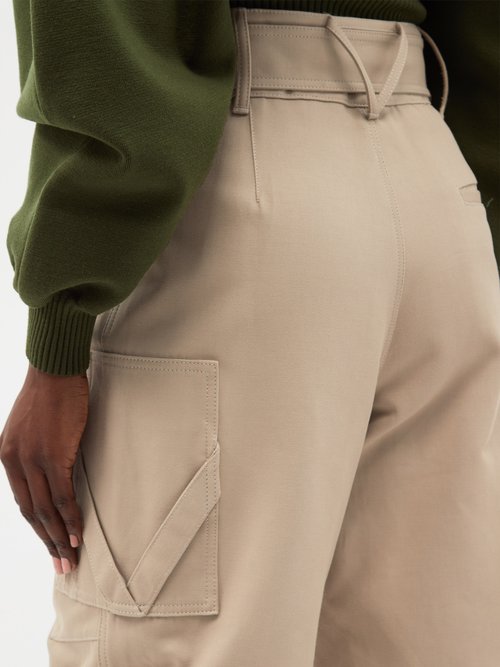 High-rise Belted Cotton-canvas Cargo Trousers | Smart Closet