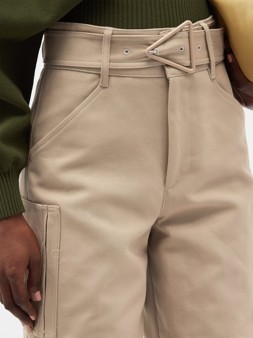 High-rise Belted Cotton-canvas Cargo Trousers | Smart Closet