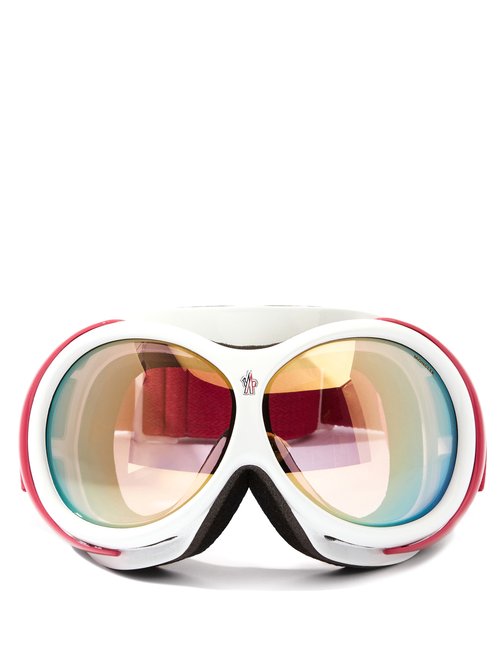 Moncler - Logo-jacquard Strap Ski Goggles - Womens - Pink White