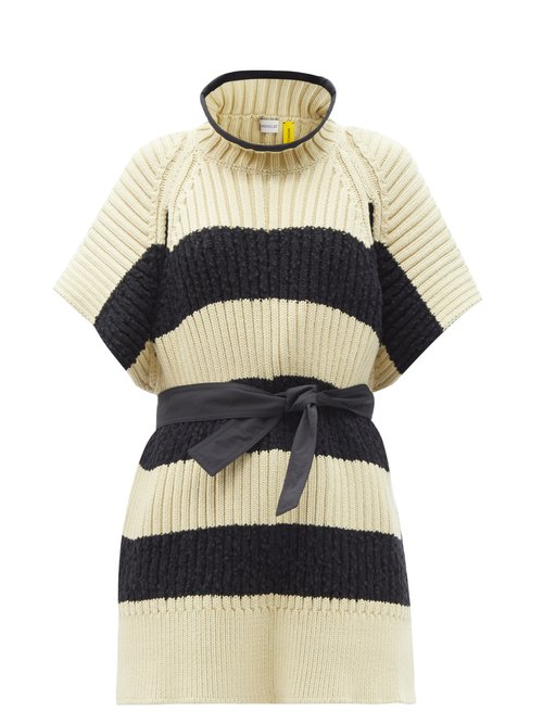 2 Moncler 1952 - Ciclista Striped Ribbed Cotton-blend Sweater Cream