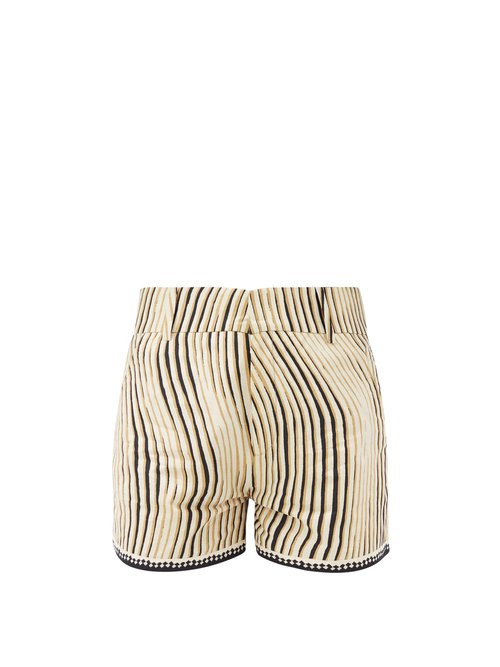 Le Sirenuse, Positano – High-rise Wind-print Cotton Shorts Black Print Beachwear