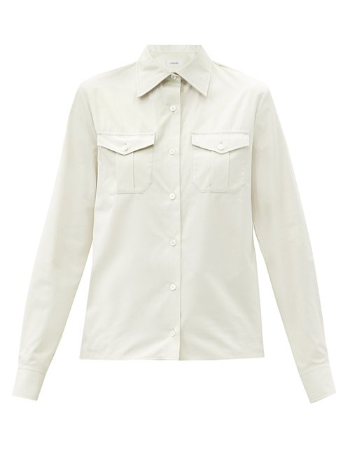 Lemaire - Point-collar Flap-pocket Cotton-poplin Shirt Beige