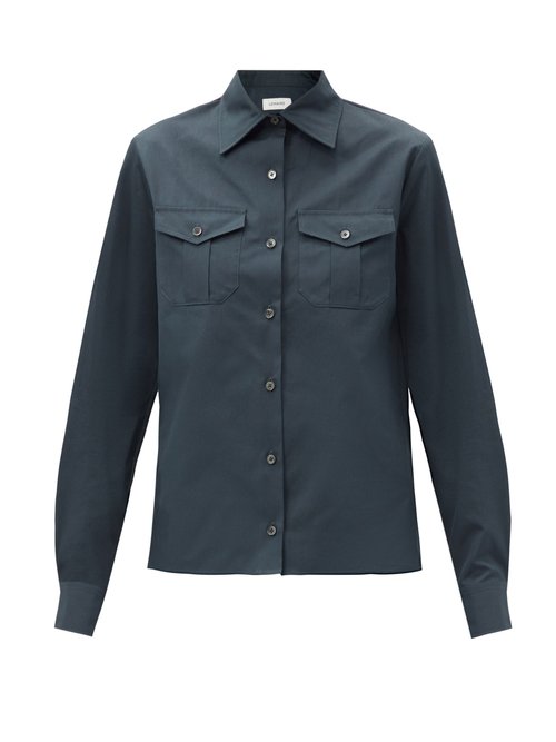 Lemaire - Patch-pocket Cotton-poplin Shirt Dark Blue