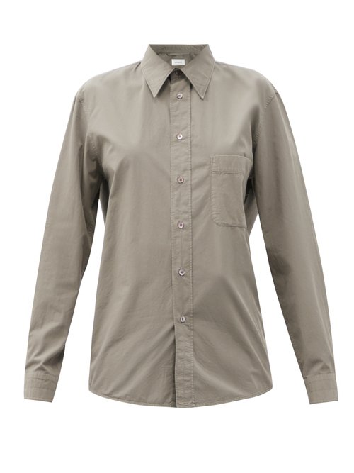 Lemaire - Exaggerated-collar Cotton Shirt Mid Grey
