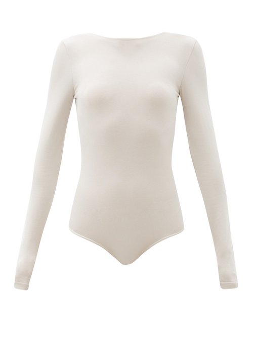 Wolford - Memphis Scoop-back Jersey Bodysuit Ivory