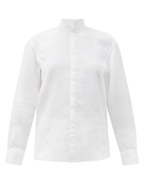 Bourrienne Paris X - Scenariste Wing-collar Linen Shirt White