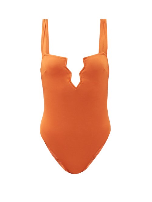 Fisch - Rajalin Zigzag-cutout Swimsuit Orange Beachwear