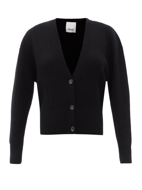 Allude - Dropped-sleeve Cashmere Cardigan Black