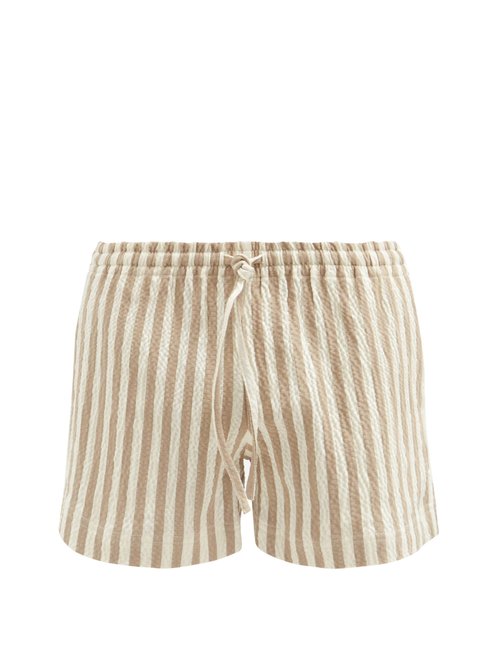 Striped Cotton-blend Seersucker Shorts