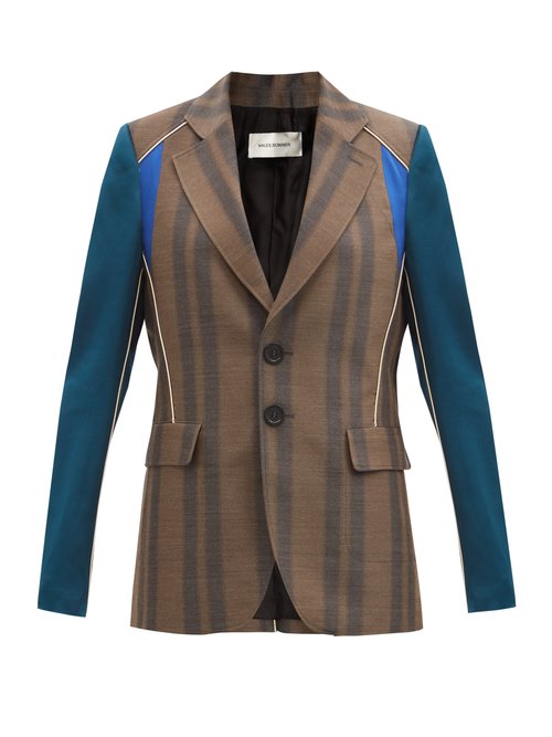 Buy Wales Bonner - Isaacs Single-breasted Striped Wool-blend Jacket Brown online - shop best Wales Bonner clothing sales