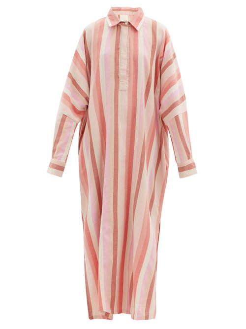 Marrakshi Life - Striped Cotton-blend Tunic Shirt Dress Pink Stripe