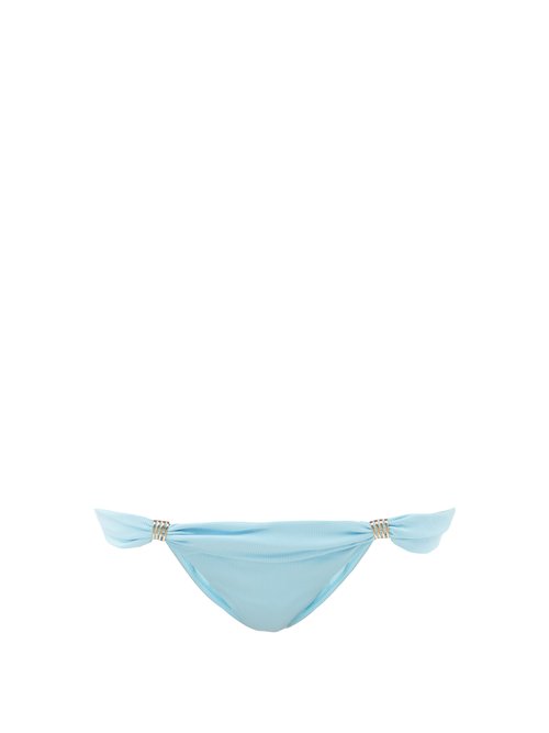 Melissa Odabash - Grenada Ring-embellished Ruched Bikini Briefs Light Blue Beachwear
