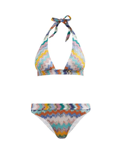 Missoni Mare - Halterneck Zigzag-jacquard Bikini Multi Beachwear