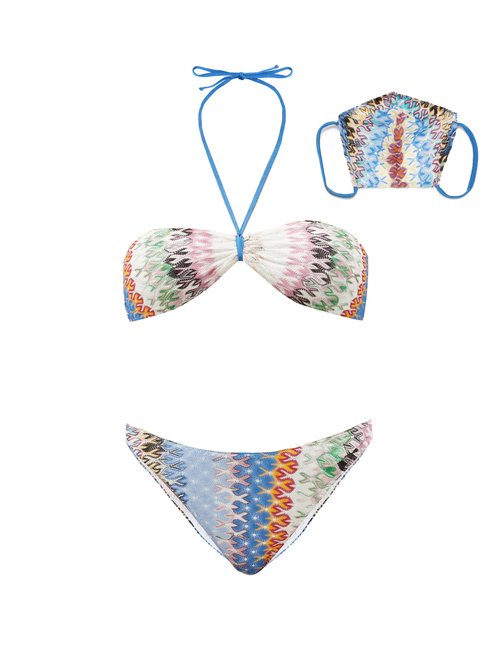 Missoni Mare - Fiammenta-stripe Bikini And Face Covering Set Multi Beachwear