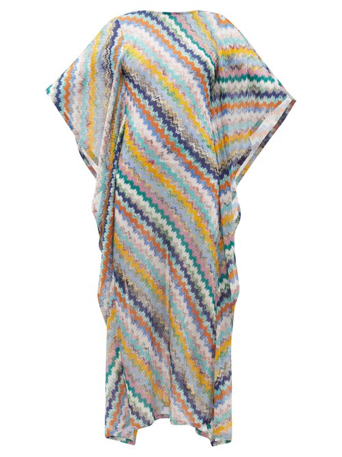 Buy Missoni Mare - Chevron-stripe Boat-neck Knitted Kaftan Multi online - shop best Missoni Mare swimwear sales