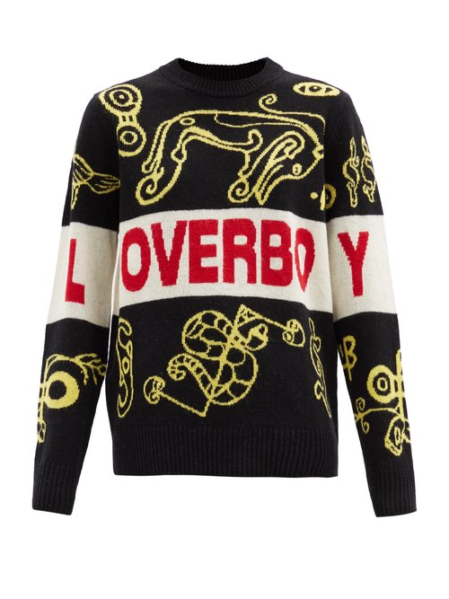 Charles Jeffrey Loverboy – Logo-intarsia Wool-blend Sweater Black
