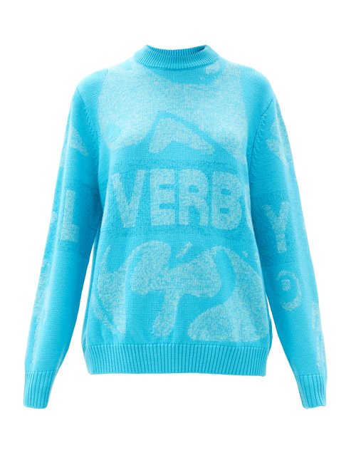 Buy Charles Jeffrey Loverboy - Logo-jacquard Sweater Blue online - shop best Charles Jeffrey LOVERBOY 
