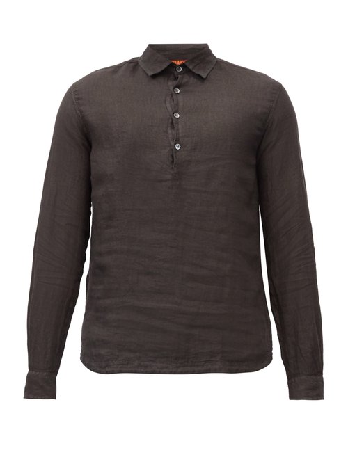 Barena Venezia - Pavan Half-button Linen Shirt - Mens - Black