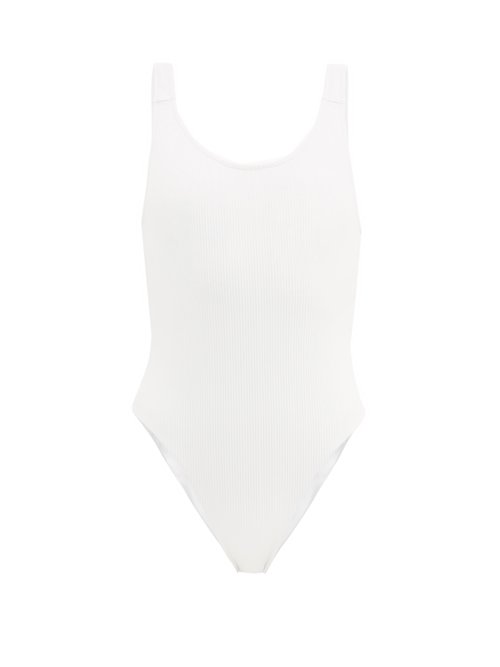Sara Cristina - Gala Scoop-back Ribbed-jersey Swimsuit White Beachwear